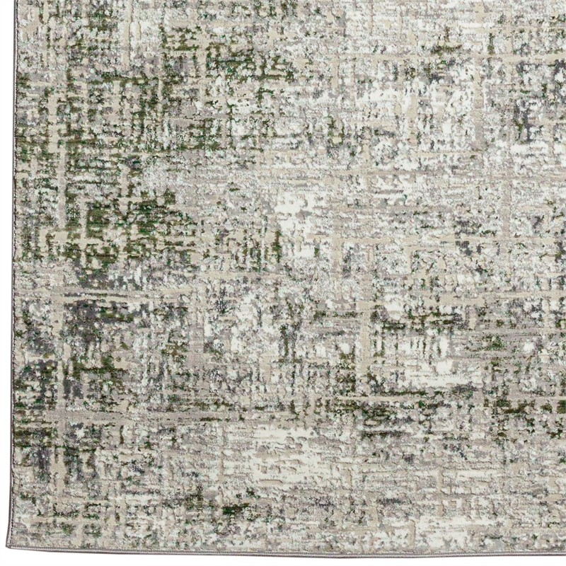 Livigno 1241 Transitional Striated Green Polypropylene Area Rug 5'3