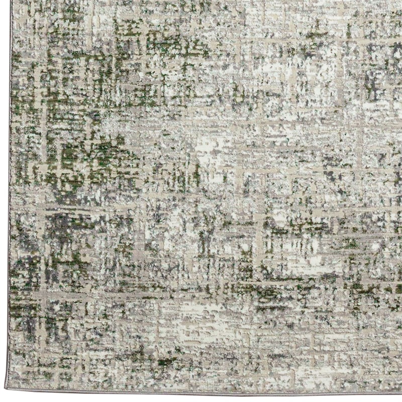 Livigno 1241 Transitional Striated Green Runner Polypropylene Area Rug 2'2