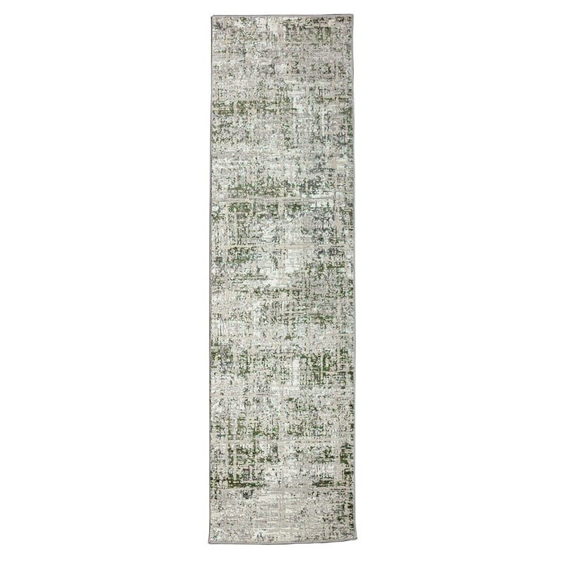 Livigno 1241 Transitional Striated Green Runner Polypropylene Area Rug 2'2