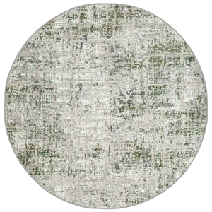 Livigno 1241 Transitional Striated Green Round Polypropylene Area Rug 5'3&quot x 5'3&quot