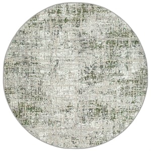 Livigno 1241 Transitional Striated Green Round Polypropylene Area Rug 7'10&quot x 7'10&quot