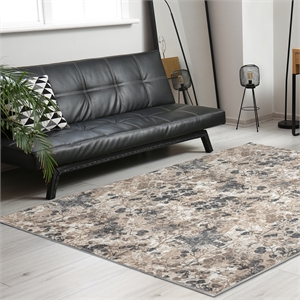 Livigno 1242 Transitional Floral Grey Polypropylene Area Rug 7'10&quot x 10'6&quot