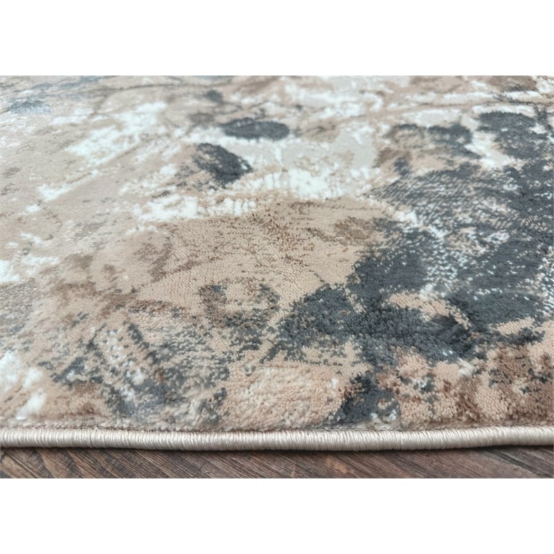 Livigno 1242 Transitional Floral Grey Runner Polypropylene Area Rug 2'2
