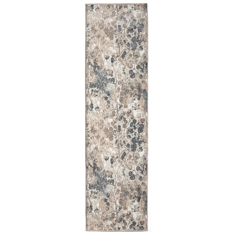 Livigno 1242 Transitional Floral Grey Runner Polypropylene Area Rug 2'2