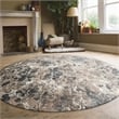 Livigno 1242 Transitional Floral Grey Round Polypropylene Area Rug 7'10