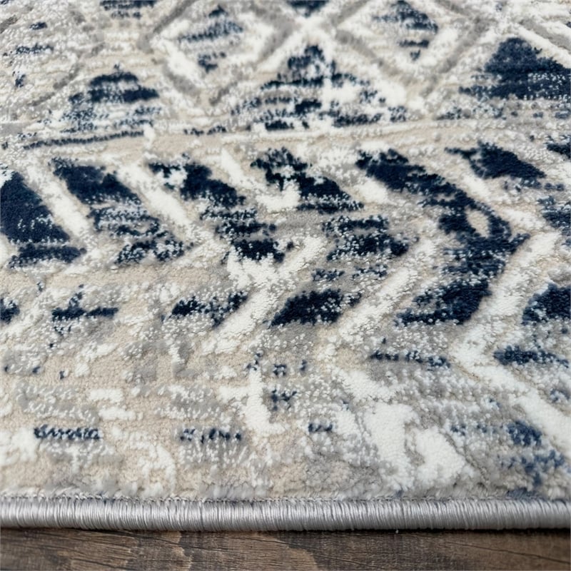 Livigno 1243 Transitional Geometric Blue 5' Round Area Rug