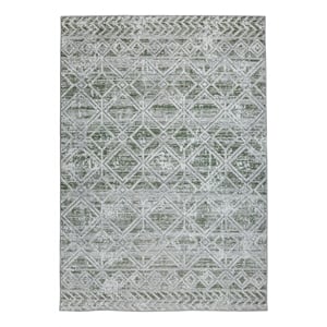 Livigno 1243 Transitional Geometric Green Polypropylene Area Rug 5'3&quot x 7'3&quot