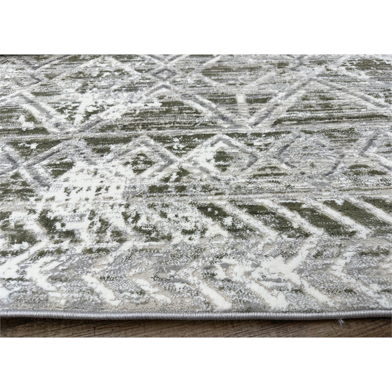 Livigno 1243 Transitional Geometric Green 8x10 Area Rug