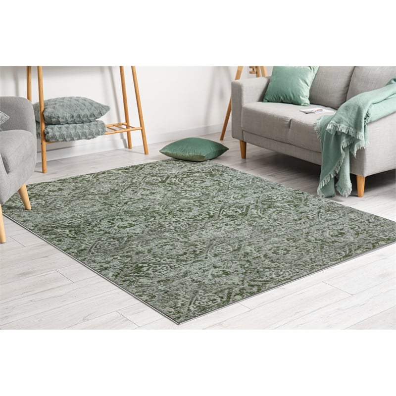 Livigno 1244 Transitional Abstract Green 8x10 Area Rug