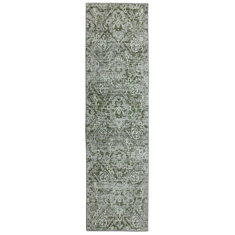 Livigno 1244 Transitional Abstract Green Runner Polypropylene Area Rug