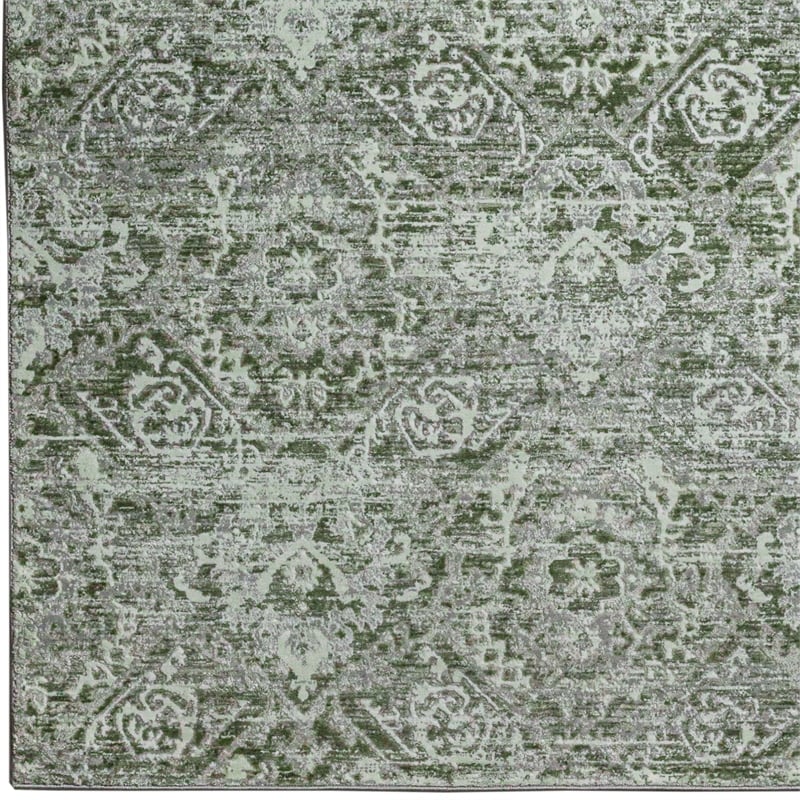 Livigno 1244 Transitional Abstract Green Round Polypropylene Area Rug 5'3