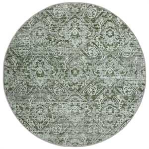 Livigno 1244 Transitional Abstract Green 5' Round Polypropylene Area Rug