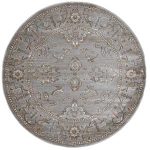 Radici USA Colosseo Traditional Distressed Floral Gray 5'3&quot Round Polypropylene Area Rug