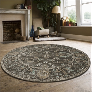 Radici USA Colosseo Traditional Distressed Floral Brown 5'3&quot Round Polypropylene Area Rug