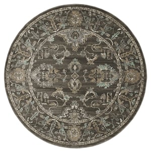 Radici USA Colosseo Traditional Distressed Floral Brown 5'3&quot Round Polypropylene Area Rug
