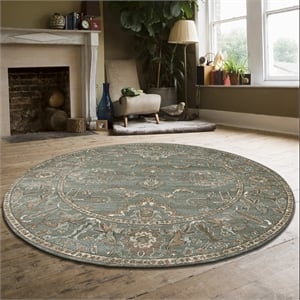 Radici USA Colosseo Traditional Distressed Floral Green 5'3&quot Round Polypropylene Area Rug