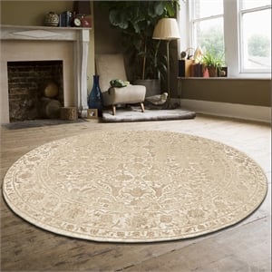 Radici USA Colosseo Traditional Distressed Bone White 5'3&quot Round Polypropylene Area Rug