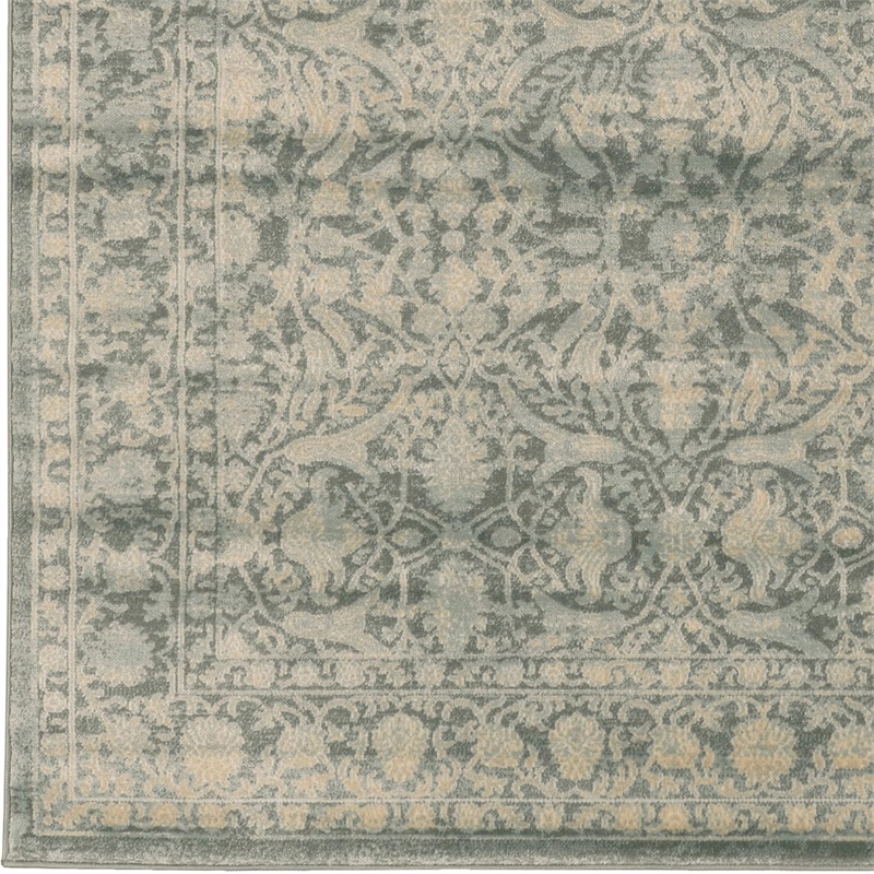 Radici USA Colosseo Traditional Distressed Green Round Polypropylene Area Rug 5ft 3in