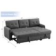 Infini Reversible Fabric Sleeper Sofa & Storage Chaise Set in Dark Gray