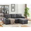 Infini Reversible Fabric Sleeper Sofa & Storage Chaise Set in Dark Gray