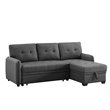 Infini Reversible Fabric Sleeper Sofa & Storage Chaise Set in Dark Gray