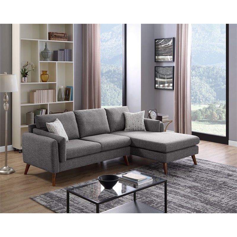 Infini Right Sided Fabric Sofa & Chaise Set in Gray