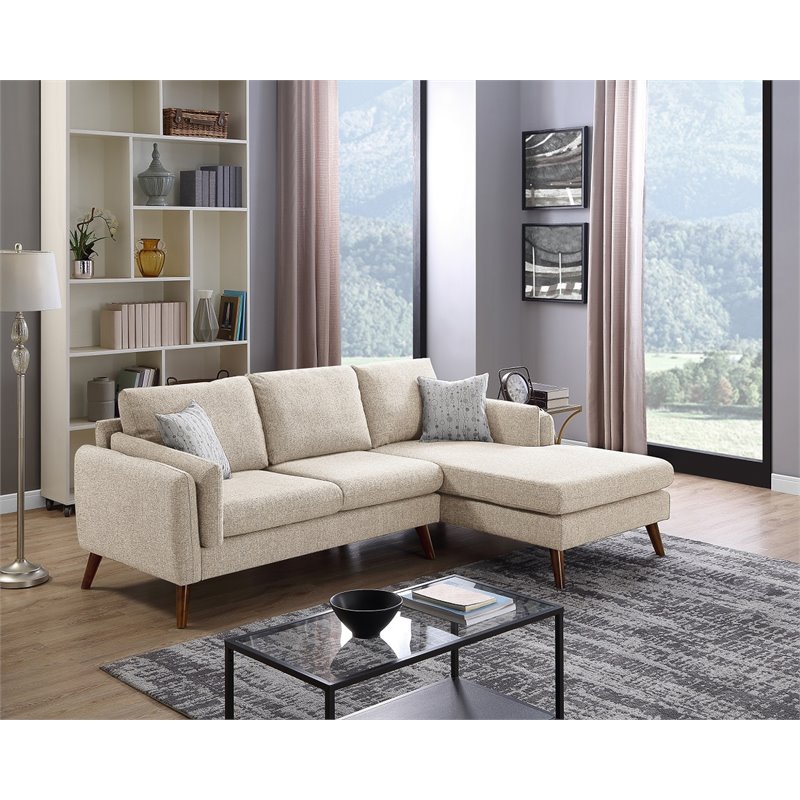 Infini Right Sided Fabric Sofa & Chaise Set in Ivory