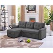 Infini Reversible Fabric Sleeper Storage Sectional in Dark Gray