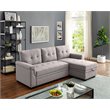 Infini Reversible Fabric Sleeper Storage Sectional in Light Gray
