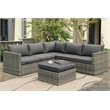 Infini Wicker 4 Piece Patio Sectional Sofa Set in Natural Gray