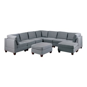 Infini Furnishings 9-piece 116&quotx116&quot Fabric Modular Sectional in Light Gray