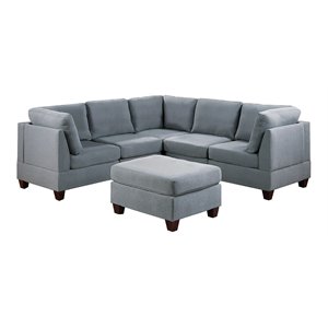 Infini Furnishings 6-piece 90&quotx90&quot Fabric Modular Sectional in Light Gray