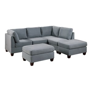 Infini Furnishings 6-piece 90&quotx84&quot Fabric Modular Sectional in Light Gray