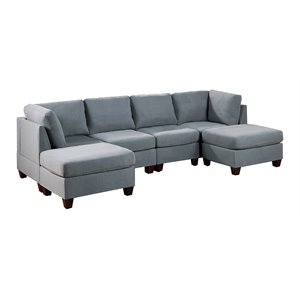 Infini Furnishings 6-piece 116&quotx58&quot Fabric Modular Sectional in Light Gray