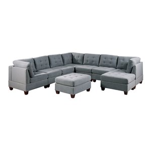 Infini Furnishings 9-piece 116&quotx116&quot Fabric Modular Sectional in Gray