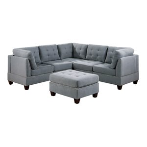 Infini Furnishings 6-piece 90&quotx90&quot Fabric Modular Sectional in Gray