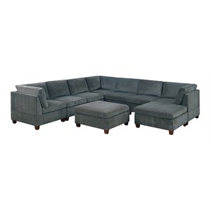 Infini Furnishings 9-piece 134&quotx134&quot Chenille Modular Sectional in Gray
