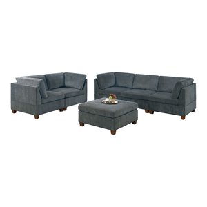 Infini Furnishings 6-piece 104&quotx37&quot Chenille Modular Sofa Set in Gray