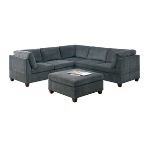 Infini Furnishings 6-piece 104x104&quot Chenille Modular Sectional in Gray