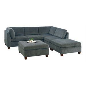 Infini Furnishings 6-piece 104&quotx104&quot Chenille Modular Sectional in Gray