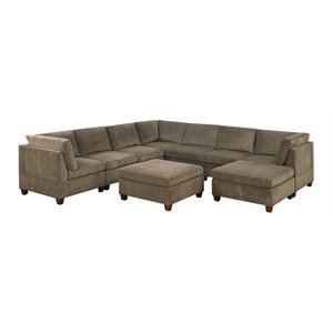 Infini Furnishings 9-piece 134&quotx134&quot Chenille Modular Sectional in Tan