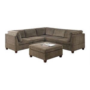 Infini Furnishings 6-piece 104x104&quot Chenille Modular Sectional in Tan