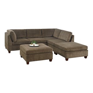 Infini Furnishings 6-piece 104&quotx104&quot Chenille Modular Sectional in Tan