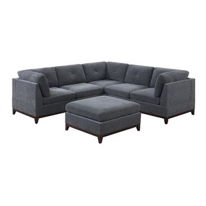 Infini Furnishings 6-piece 104x104&quot Chenille Modular Sectional in Ash Gray