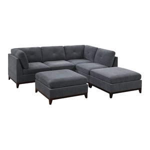 Infini Furnishings 6-piece 104&quotx104&quot Chenille Modular Sectional in Ash Gray