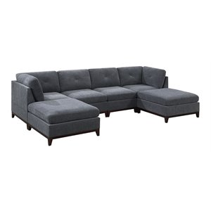Infini Furnishings 6-piece 134&quotx74&quot Chenille Modular Sectional in Ash Gray