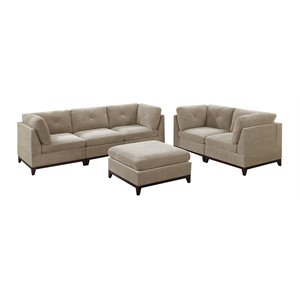 Infini Furnishings 6-piece 104&quotx37&quot Chenille Modular Sofa Set in Camel Brown
