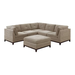 Infini Furnishings 6-piece 104x104&quot Chenille Modular Sectional in Camel Brown