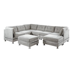 Infini Furnishings 8-piece 132&quotx106&quot Blended Chenille Modular Sectional in Gray