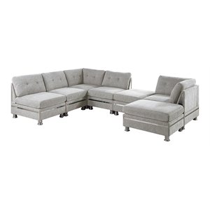 Infini Furnishings 7-piece 132&quotx96&quot Blended Chenille Modular Sectional in Gray